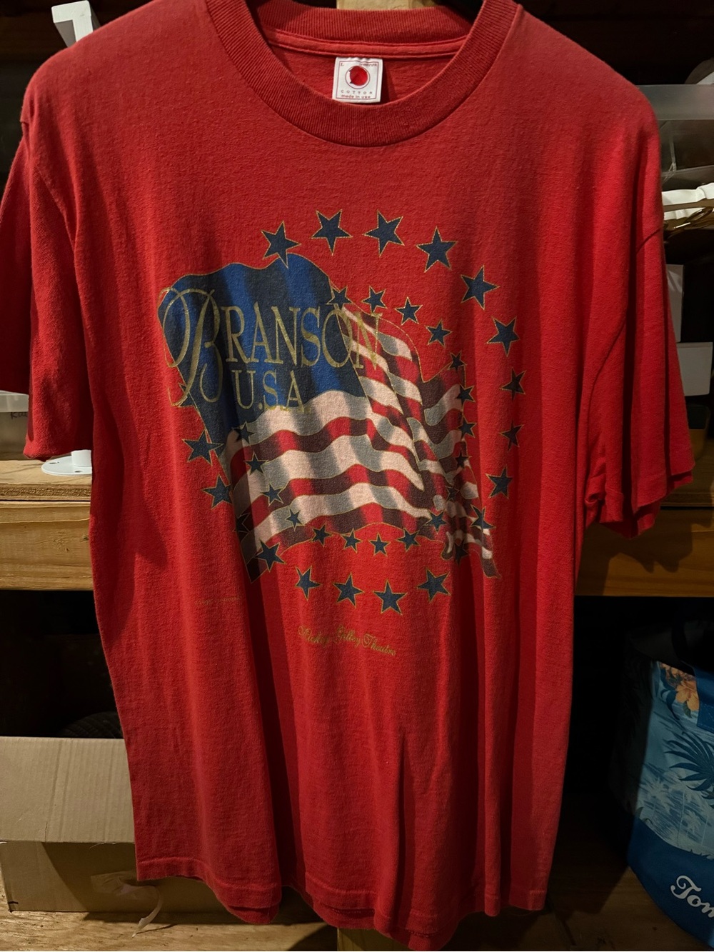 Delta Red Short-Sleeve Graphic Tee with Flag Design